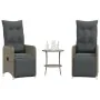 Sillas de jardín reclinables con mesa 2 uds ratán PE gris by , Garden chairs - Ref: Foro24-365707, Price: 297,37 €, Discount: %