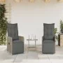Sillas de jardín reclinables con mesa 2 uds ratán PE gris by , Garden chairs - Ref: Foro24-365707, Price: 297,37 €, Discount: %