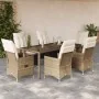 Set comedor de jardín 7 pzas con cojines ratán sintético beige by , Garden sets - Ref: Foro24-3276805, Price: 851,31 €, Disco...