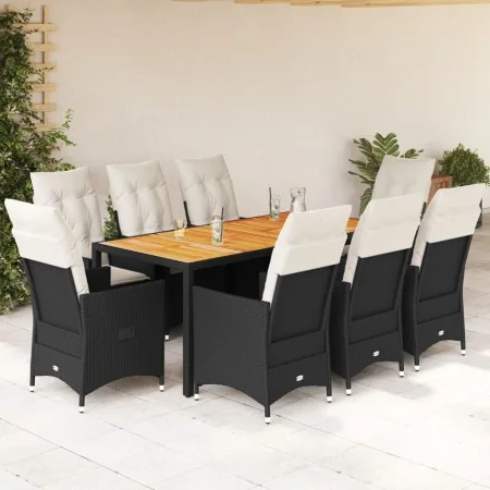 Set de comedor de jardín 9 pzas y cojines ratán sintético negro by , Garden sets - Ref: Foro24-3276686, Price: 1,00 €, Discou...