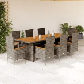Set comedor jardín 9 pzas y cojines ratán sintético gris von , Gartensets - Ref: Foro24-3277546, Preis: 1,00 €, Rabatt: %