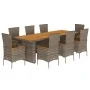 Set comedor jardín 9 pzas y cojines ratán sintético gris von , Gartensets - Ref: Foro24-3277546, Preis: 1,00 €, Rabatt: %
