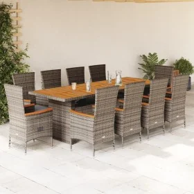 Set de comedor de jardín 11 pzas y cojines ratán sintético gris by , Garden sets - Ref: Foro24-3277552, Price: 1,00 €, Discou...