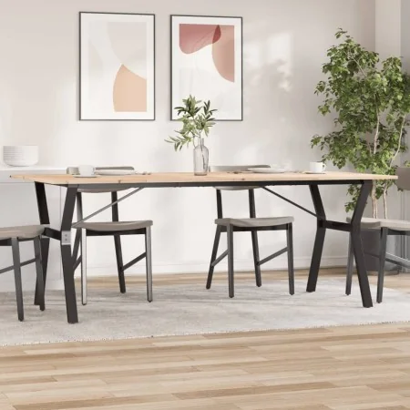 Mesa de comedor marco Y madera maciza pino y acero 200x100x75cm by , Kitchen and dining tables - Ref: Foro24-3282723, Price: ...