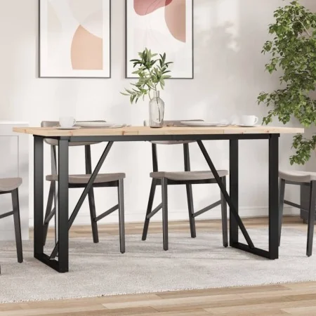 Mesa de comedor marco O madera maciza pino acero 140x80x75,5 cm by , Kitchen and dining tables - Ref: Foro24-3282742, Price: ...