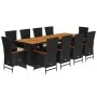 Set de comedor jardín 11 pzas con cojines ratán sintético negro by , Garden sets - Ref: Foro24-3277527, Price: 1,00 €, Discou...
