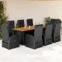 Set de comedor de jardín 9 pzas y cojines ratán sintético negro by , Garden sets - Ref: Foro24-3277635, Price: 1,00 €, Discou...