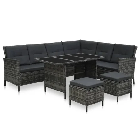 Set de sofás de jardín 4 piezas y cojines ratán sintético gris von , Gartensets - Ref: Foro24-48146, Preis: 684,96 €, Rabatt: %