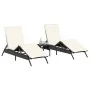 Tumbonas con cojines 2 unidades ratán sintético negro by , Loungers - Ref: Foro24-3261578, Price: 274,32 €, Discount: %