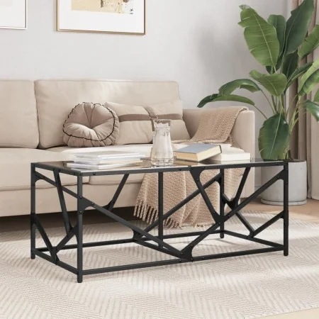 Mesa de centro de acero superficie de vidrio negra 98,5x50x41cm by , Coffee table - Ref: Foro24-845997, Price: 55,68 €, Disco...