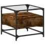 Mesa de centro tapa de vidrio acero roble ahumado 50x50x45 cm de , Mesas de centro - Ref: Foro24-846051, Precio: 59,77 €, Des...