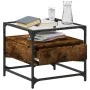 Mesa de centro tapa de vidrio acero roble ahumado 50x50x45 cm de , Mesas de centro - Ref: Foro24-846051, Precio: 59,77 €, Des...