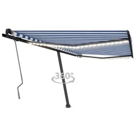 Toldo manual retráctil con LED azul y blanco 450x350 cm by , Awnings - Ref: Foro24-3069841, Price: 559,09 €, Discount: %