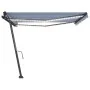 Toldo manual retráctil con LED azul y blanco 450x350 cm de , Toldos - Ref: Foro24-3069841, Precio: 559,08 €, Descuento: %