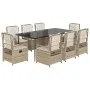Set comedor de jardín 9 pzas con cojines ratán sintético beige by , Garden sets - Ref: Foro24-3263019, Price: 1,00 €, Discoun...