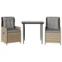 Set comedor de jardín 3 pzas con cojines ratán sintético beige by , Garden sets - Ref: Foro24-3262868, Price: 316,40 €, Disco...
