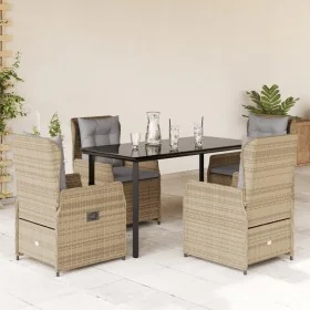 Set comedor de jardín 5 pzas con cojines ratán sintético beige by , Garden sets - Ref: Foro24-3262877, Price: 520,69 €, Disco...