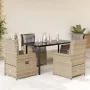 Set comedor de jardín 5 pzas con cojines ratán sintético beige by , Garden sets - Ref: Foro24-3262877, Price: 520,69 €, Disco...