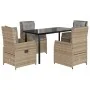 Set comedor de jardín 5 pzas con cojines ratán sintético beige by , Garden sets - Ref: Foro24-3262877, Price: 520,69 €, Disco...