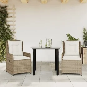 Set comedor de jardín 3 pzas con cojines ratán sintético beige by , Garden sets - Ref: Foro24-3262889, Price: 299,51 €, Disco...