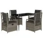 Set comedor de jardín 5 piezas con cojines ratán sintético gris by , Garden sets - Ref: Foro24-3262987, Price: 497,30 €, Disc...