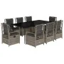 Set comedor jardín 9 pzas y cojines ratán sintético gris von , Gartensets - Ref: Foro24-3262991, Preis: 990,87 €, Rabatt: %