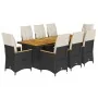 Set de mesa y sillas de jardín 9 pzas y cojines ratán PE negro by , Garden sets - Ref: Foro24-3277249, Price: 1,00 €, Discoun...