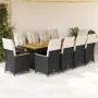 Set de mesa y sillas de jardín 11 pzas y cojines ratán PE negro by , Garden sets - Ref: Foro24-3277268, Price: 1,00 €, Discou...