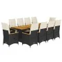 Set de mesa y sillas de jardín 11 pzas y cojines ratán PE negro by , Garden sets - Ref: Foro24-3277268, Price: 1,00 €, Discou...