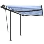 Toldo retráctil automático con postes azul y blanco 3,5x2,5 m by , Awnings - Ref: Foro24-3070126, Price: 477,85 €, Discount: %
