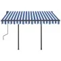 Toldo retráctil automático con postes azul y blanco 3,5x2,5 m by , Awnings - Ref: Foro24-3070126, Price: 477,85 €, Discount: %