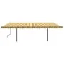 Toldo retráctil automático con postes amarillo y blanco 6x3,5 m by , Awnings - Ref: Foro24-3070288, Price: 831,63 €, Discount: %