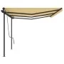 Toldo retráctil automático con postes amarillo y blanco 6x3,5 m by , Awnings - Ref: Foro24-3070288, Price: 831,63 €, Discount: %