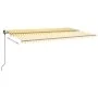 Toldo retráctil automático con postes amarillo y blanco 6x3,5 m by , Awnings - Ref: Foro24-3070288, Price: 831,63 €, Discount: %