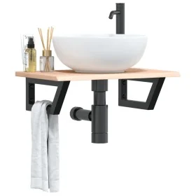 Estante de lavabo de pared de acero y madera maciza de roble von , Badezimmerwaschtische - Ref: Foro24-3302543, Preis: 60,94 ...