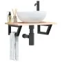 Estante de lavabo de pared de acero y madera maciza de roble de , Tocadores de baño - Ref: Foro24-3302543, Precio: 60,94 €, D...