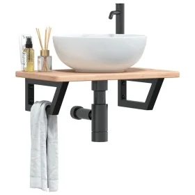 Estante de lavabo de pared de acero y madera maciza de roble by , bathroom vanities - Ref: Foro24-3302335, Price: 67,70 €, Di...