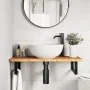 Estante de lavabo de pared de acero y madera maciza de roble de , Tocadores de baño - Ref: Foro24-3302337, Precio: 81,48 €, D...