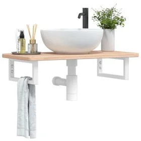 Estante de lavabo de pared de acero y madera maciza de roble von , Badezimmerwaschtische - Ref: Foro24-3302328, Preis: 70,79 ...