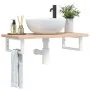 Estante de lavabo de pared de acero y madera maciza de roble de , Tocadores de baño - Ref: Foro24-3302328, Precio: 70,79 €, D...