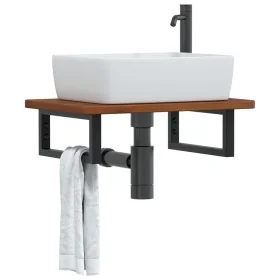Estante de lavabo de pared de acero y madera maciza de roble von , Badezimmerwaschtische - Ref: Foro24-3302349, Preis: 73,29 ...