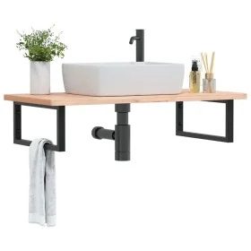 Estante de lavabo de pared de acero y madera maciza de haya by , bathroom vanities - Ref: Foro24-3302433, Price: 109,81 €, Di...