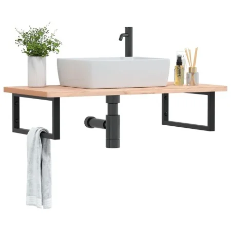 Estante de lavabo de pared de acero y madera maciza de haya von , Badezimmerwaschtische - Ref: Foro24-3302433, Preis: 109,81 ...