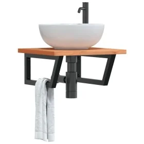 Estante de lavabo de pared de acero y madera maciza de haya von , Badezimmerwaschtische - Ref: Foro24-3302427, Preis: 82,16 €...