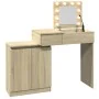 Tocador con luces LED color roble Sonoma 115x37x110,5 cm de , Tocadores para dormitorios - Ref: Foro24-848229, Precio: 116,84...