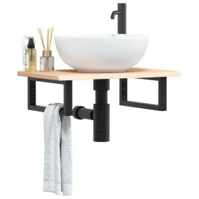 Estante de lavabo de pared de acero y madera maciza de roble by , bathroom vanities - Ref: Foro24-3302541, Price: 60,15 €, Di...