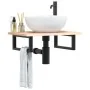 Estante de lavabo de pared de acero y madera maciza de roble von , Badezimmerwaschtische - Ref: Foro24-3302541, Preis: 60,15 ...