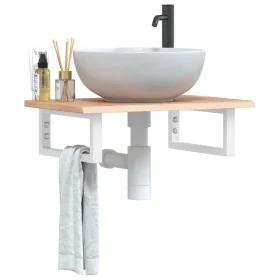 Estante de lavabo de pared de acero y madera maciza de roble von , Badezimmerwaschtische - Ref: Foro24-3302560, Preis: 72,35 ...