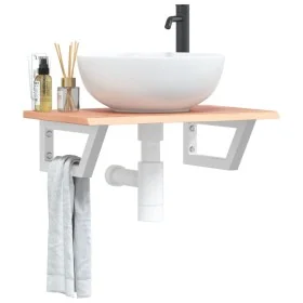 Estante de lavabo de pared de acero y madera maciza de roble by , bathroom vanities - Ref: Foro24-3302562, Price: 71,92 €, Di...