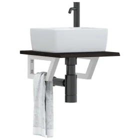 Estante de lavabo de pared de acero y madera maciza de roble by , bathroom vanities - Ref: Foro24-3302574, Price: 58,55 €, Di...